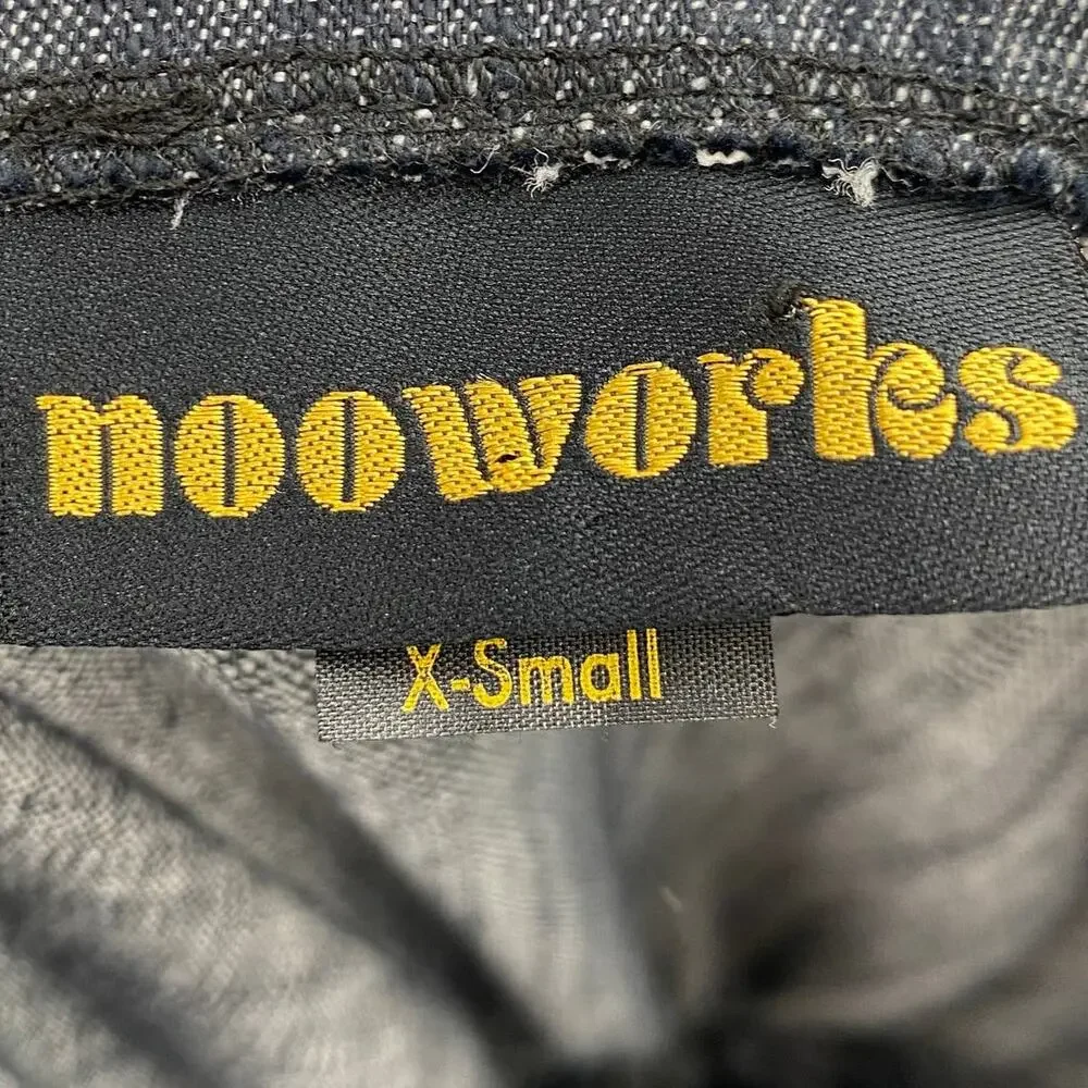 Nooworks Denim Overall Jumpsuit Wide Leg Sleeveless Chambray Dark Wash Womens XS - Picture 8 of 9